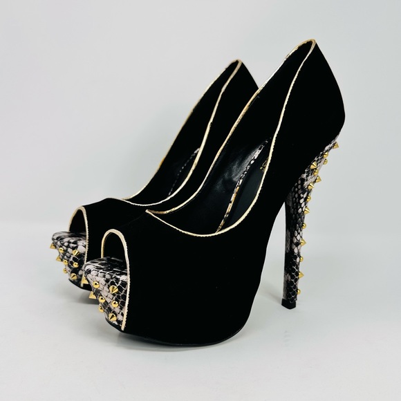 Shoe Dazzle Womens Black Open Toe Heels - Picture 8 of 14